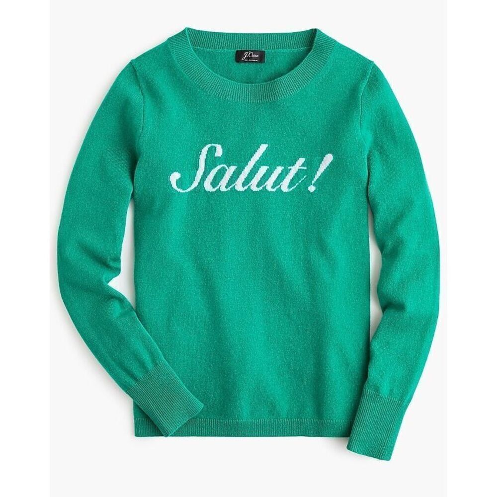 J. Crew Long Sleeve Cashmere Crewneck Sweater size S Salut Green